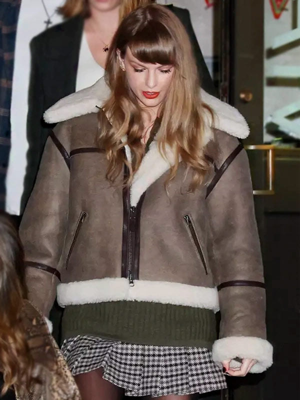 Taylor Swift NYC Shearling Brown Jacket