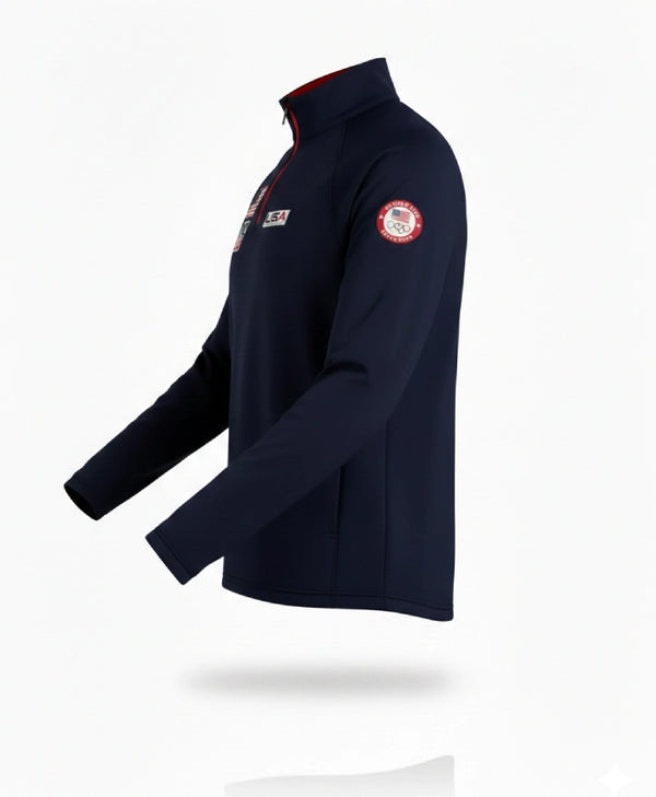 Team USA Quarter Zip Navy Pullover Jacket