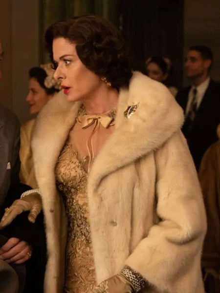 Debra Messing The Alto Knights 2025 White Fur Coat