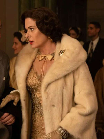 Debra Messing The Alto Knights 2025 White Fur Coat