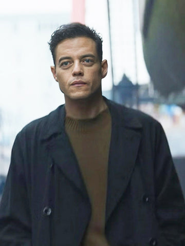 The Amateur 2025 Rami Malek Black Coat