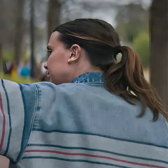 The Electric State Millie Bobby Brown Stripe Denim Jacket
