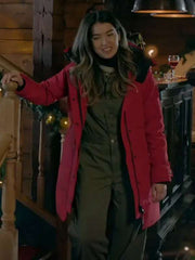 Nichole Sakura The Finnish Line 2024 Red Hooded Jacket