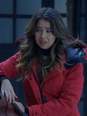 Nichole Sakura The Finnish Line 2024 Red Hooded Jacket