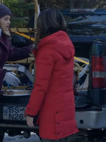 Nichole Sakura The Finnish Line 2024 Red Hooded Jacket