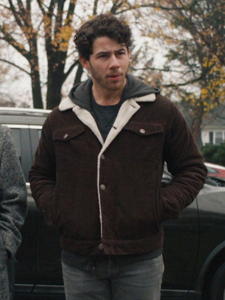 The Good Half 2024 Nick Jonas Brown Shearling Jacket