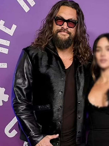 Jason Momoa SNL50 Black Leather Jacket