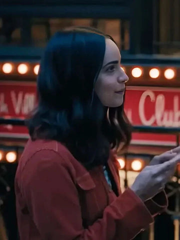 Sofia Carson The Life List 2025 Red Jacket