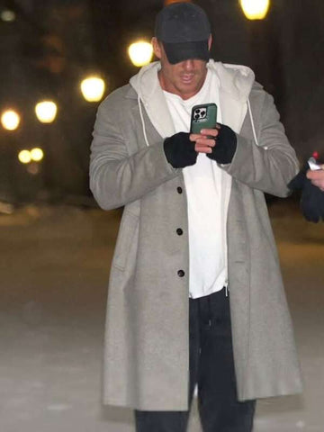 Alan Ritchson The Man with the Bag Grey Coat