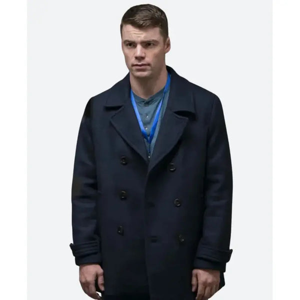 The Night Agent Peter Sutherland Blue Peacoat