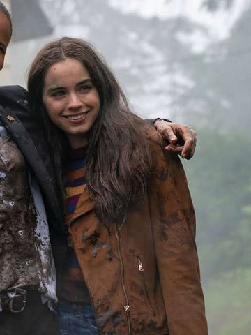 Maddie Redfield The Night Agent Brown Suede Leather Jacket