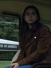 Maddie Redfield The Night Agent Brown Suede Leather Jacket