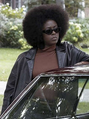 Moses Ingram The Queen’s Gambit Black Leather Coat