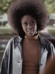 Moses Ingram The Queen’s Gambit Black Leather Coat