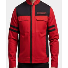 The Running Man Glen Powell Red Jacket