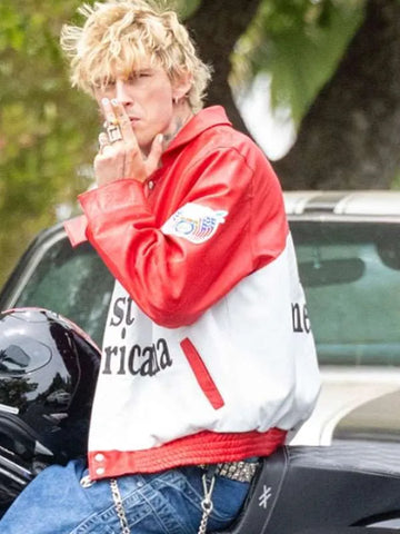 The Tonight Show MGK Red Leather Jacket