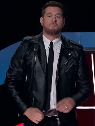 Michael Bublé The Voice S026 Black Leather Jacket