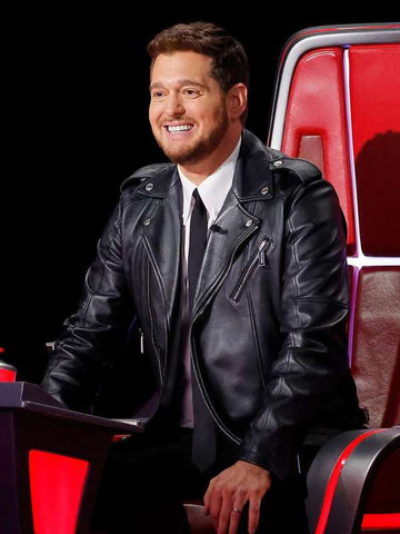 Michael Bublé The Voice S026 Black Leather Jacket