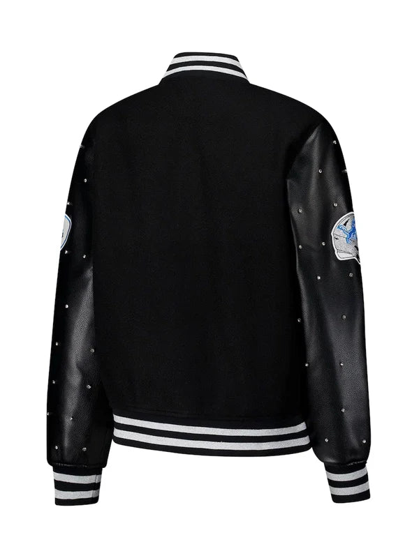 Detroit Lions Black Sparkle Varsity Jacket