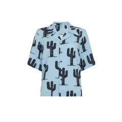 The White Lotus S03 Leslie Bibb Blue Cactus Print Shirt