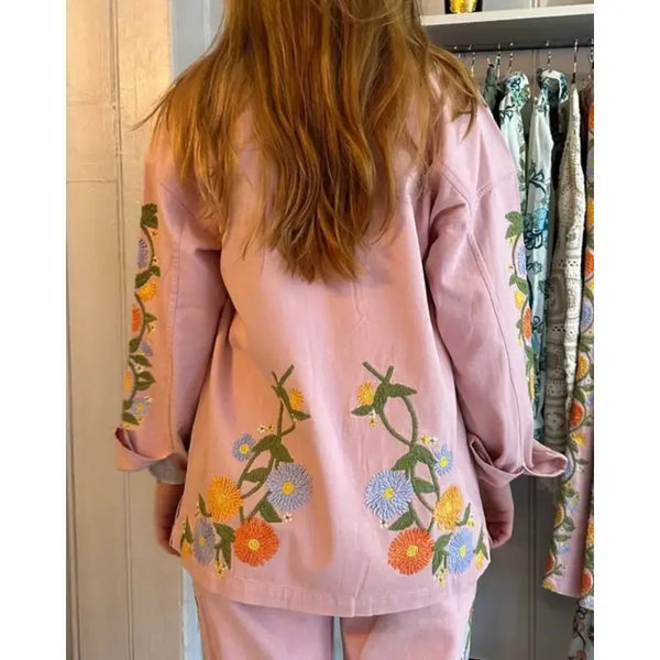 The White Lotus S03 Sarah Catherine Pink Embroidered Shirt