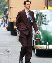 Timothee Chalamet 2025 Marty Supreme Maroon Suit
