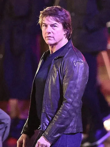 Tom Cruise Mission Impossible 8 2025 Black Leather Jacket