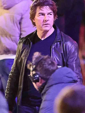 Tom Cruise Mission Impossible 8 2025 Black Leather Jacket