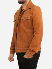 Ricardo Brown Leather Suede Trucker Jacket