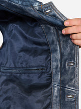 Hudson Trucker Blue Leather Jacket