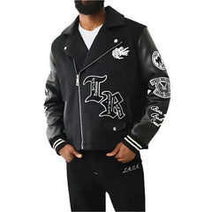 True Religion Black Biker Leather Jacket