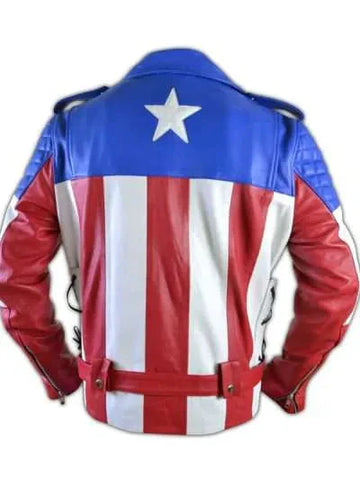USA Flag Biker Leather Jacket