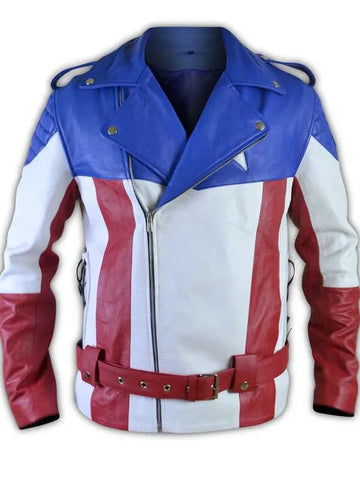 USA Flag Biker Leather Jacket