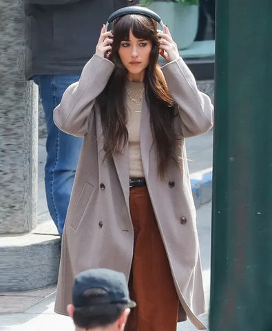 Verity Dakota Johnson Grey Wool Coat