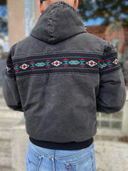 Vintage 90s Carhartt Aztec Pattern Canvas Zip Hooded Jacket