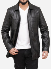 Ronnie Genuine Black Leather Trucker Jacket
