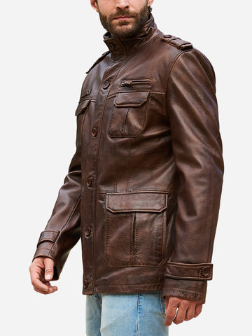 Oliver Brown Leather Distressed Jacket