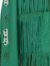 Emilia Cowgirl Green Fringe Leather Jacket