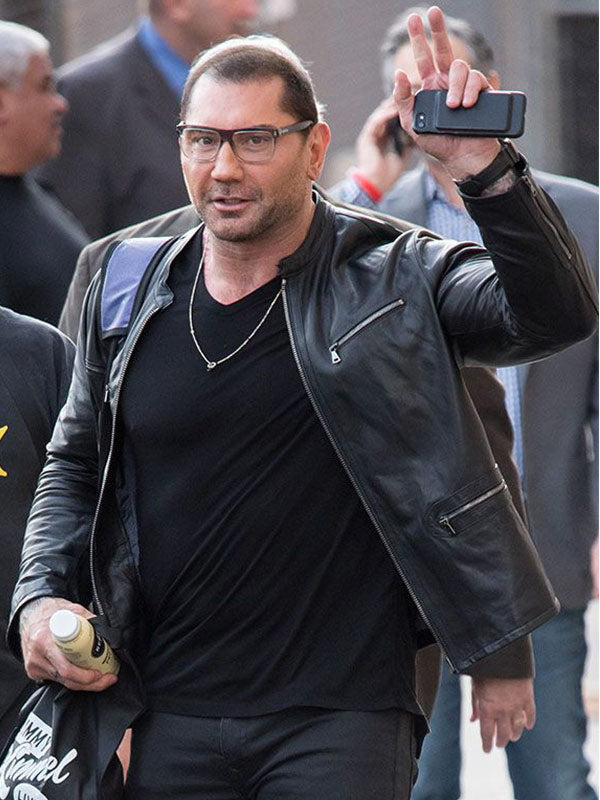 WWE Wrestler Dave Batista Black Leather Jacket