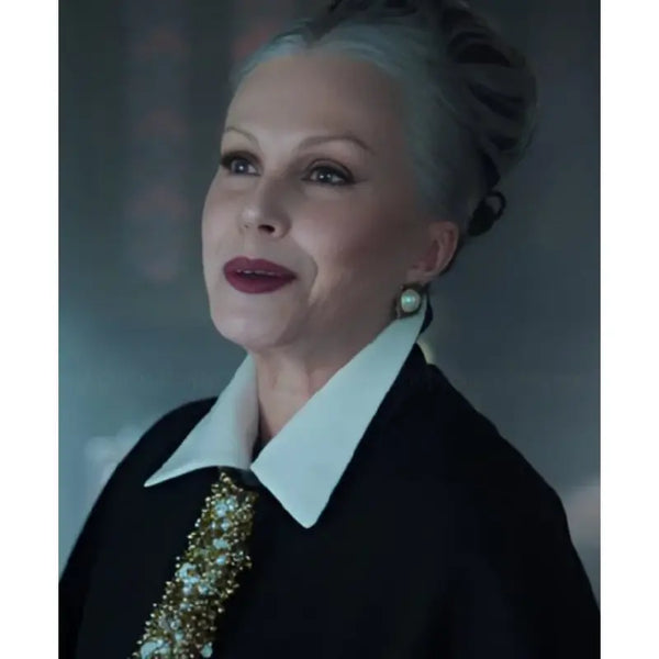 Joanna Wednesday TV Series S02 Grandmama Sequin-Embellished Black Coat