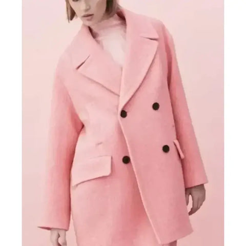 Wednesday S02 Enid Sinclair Pink Wool Coat