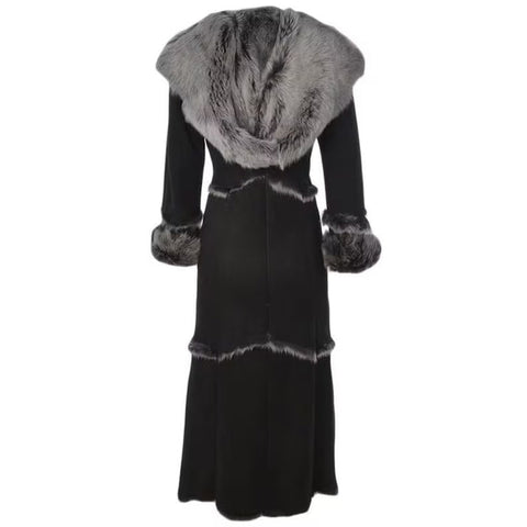 Black Shearling Leather Jacket For Womens