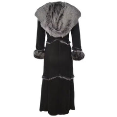 Black Shearling Leather Jacket For Womens
