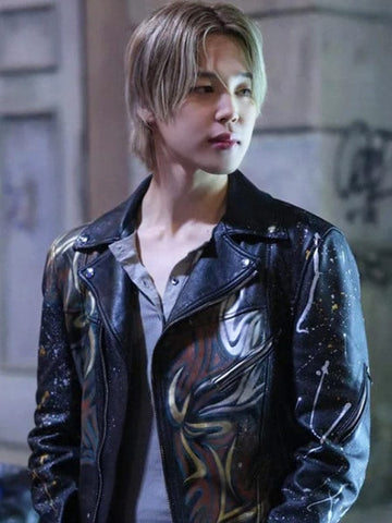 Who Song Jimin Black Leather Jacket