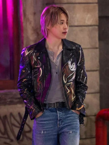 Who Song Jimin Black Leather Jacket