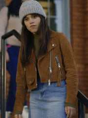 Jenna Ortega Winter Spring Summer or Fall Brown Leather Jacket