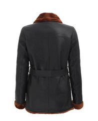Double Breasted 3/4 Length Shearling Jacket For Women