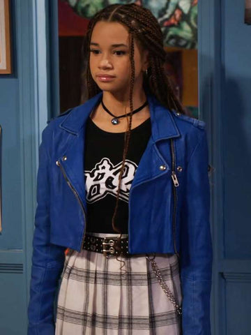 Billie Wizards Beyond Waverly Place Blue Leather Jacket