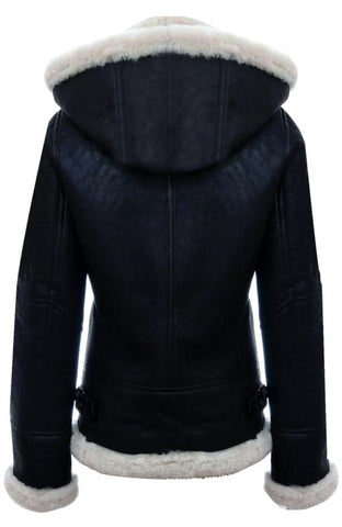 B-3 Premium Black Leather Bomber Shearling Jacket