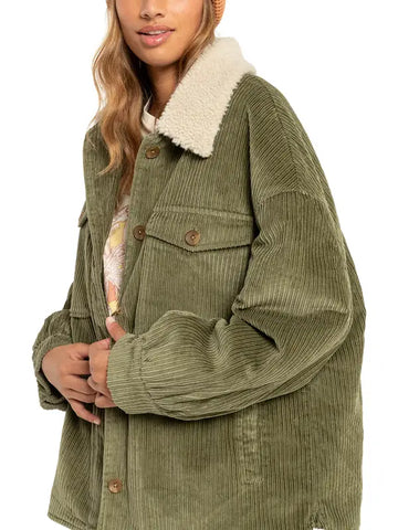 Women Oversized Corduroy Sherpa Jacket